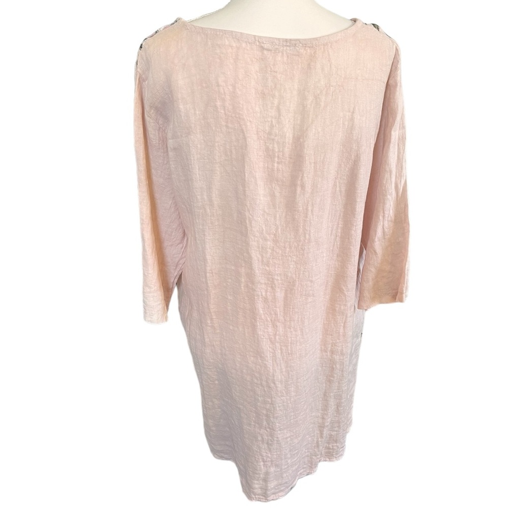 Italian luxury Pink Floral Tunic with Pockets, Made in Italy - 3/4 Sleeve - Picture 4 of 12